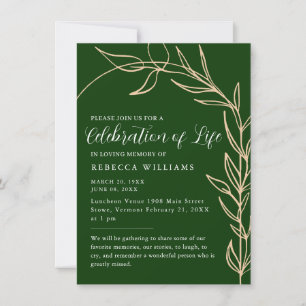 Emerald Green Text Minimal Celebration of Life Einladung