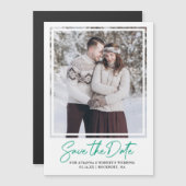 Emerald Green Text und Foto Save the Date Magneteinladung (Vorne/Hinten)