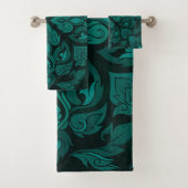 Emerald Green Thai Ornament Badhandtuch Set (Insitu)