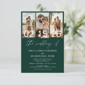 Emerald Green The Wedding of Foto QR Code Elegant Einladung (Stehend Vorderseite)