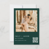 Emerald Green The Wedding of Foto QR Code Elegant Einladung (Rückseite)