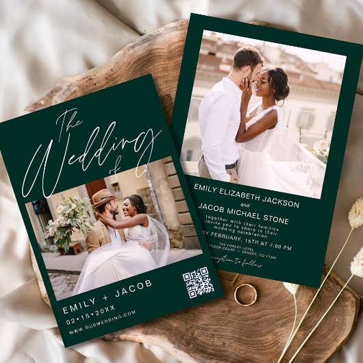Emerald Green The Wedding of Two Foto QR Code Einladung