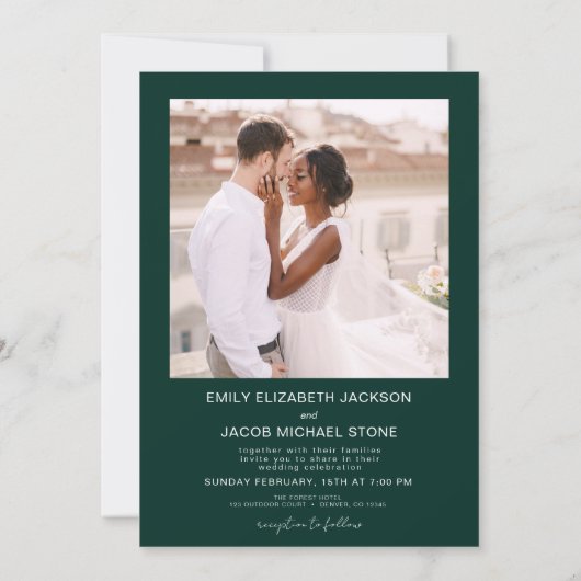 Emerald Green The Wedding of Two Foto QR Code Einladung (Rückseite)