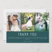 Emerald Green Three Foto Wedding Vielen Dank Dankeskarte (Vorderseite)