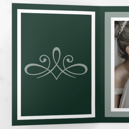 Emerald green Trifold Letter Fold Program Dreifach-gefaltete Programmkarte (Innen Erste Seite)