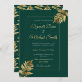 Emerald Green Tropical Gold Leaf Einladung (Vorne/Hinten)