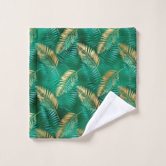 EMERALD GREEN TROPICAL PALM BADEZIMMER TOWEL SET (Waschlappen)