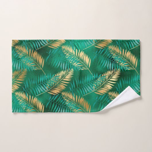 EMERALD GREEN TROPICAL PALM BADEZIMMER TOWEL SET (Handtuch)