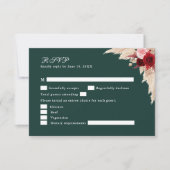 Emerald Green Tropical Rose Wedding RSVP Card Dankeskarte (Vorderseite)