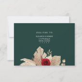 Emerald Green Tropical Rose Wedding RSVP Card Dankeskarte (Rückseite)