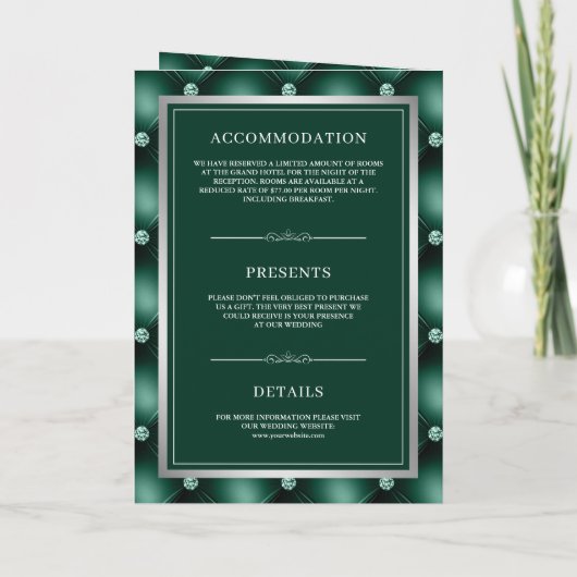 Emerald Green Tufted QR Code Muslim Wedding Einladung (Rückseite)
