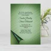 Emerald Green Turn of the Page Wedding Einladung (Stehend Vorderseite)
