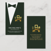 Emerald Green Tuxedo Gold Koch Icon Restaurant Visitenkarte (Vorne/Hinten)