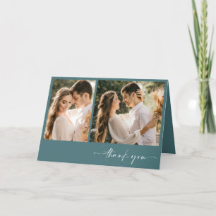Emerald Green Two Foto Elegant Wedding Vielen Dank Dankeskarte