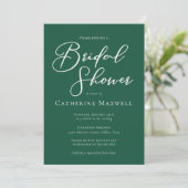 Emerald Green Typografy Chic Brautparty Einladung (Stehend Vorderseite)