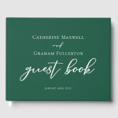 Emerald Green Typografy Custom Forest Wedding Gästebuch (Vorderseite)