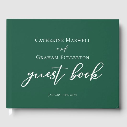 Emerald Green Typografy Custom Forest Wedding Gästebuch (Vorderseite)