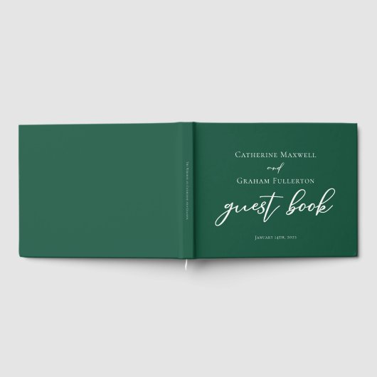 Emerald Green Typografy Custom Forest Wedding Gästebuch (Voll)