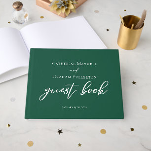Emerald Green Typografy Custom Forest Wedding Gästebuch