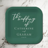 Emerald Green Typografy Custom Forest Wedding Pappteller