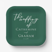 Emerald Green Typografy Custom Forest Wedding Pappteller (Vorderseite)