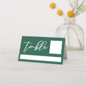 Emerald Green Typografy Custom Forest Wedding Platzkarte (Vorderseite)