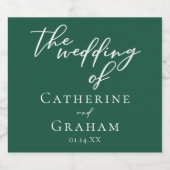 Emerald Green Typografy Custom Forest Wedding Schaumweinetikett (Einzelnes Label)
