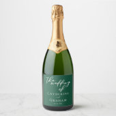 Emerald Green Typografy Custom Forest Wedding Schaumweinetikett (Vorderseite)