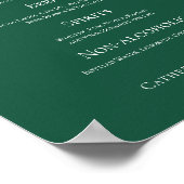 Emerald Green Typografy Forest Wedding Bar Menu Poster (Ecke)