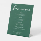 Emerald Green Typografy Forest Wedding Bar Menu Sockelschild (Vorderseite)