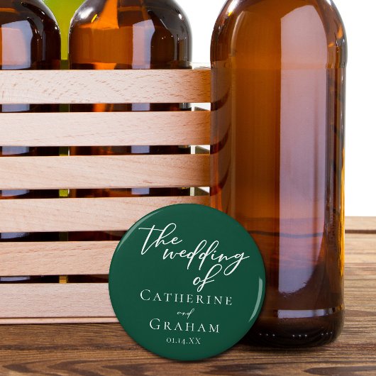 Emerald Green Typografy Forest Wedding Flaschenöffner