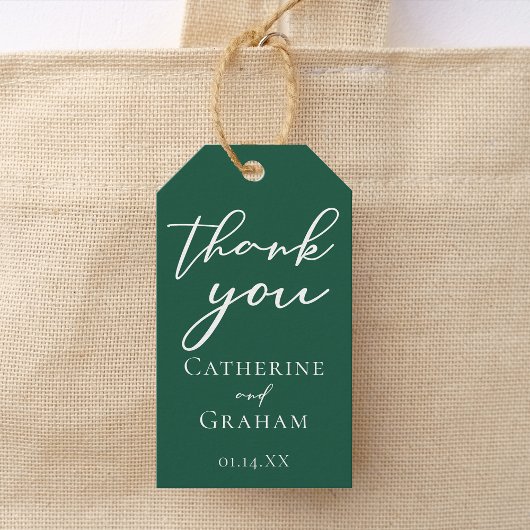 Emerald Green Typografy Forest Wedding Geschenkanhänger