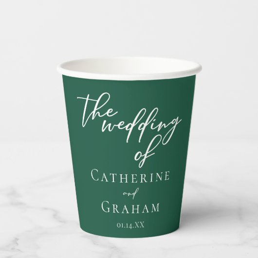 Emerald Green Typografy Forest Wedding Pappbecher (Rückseite)