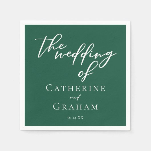 Emerald Green Typografy Forest Wedding Serviette (Vorderseite)