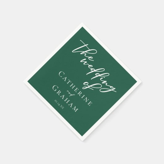 Emerald Green Typografy Forest Wedding Serviette (Ecke)