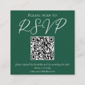 Emerald Green Typografy QR Code Wedding RSVP Begleitkarte (Vorderseite)