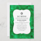 Emerald Green und Black Glam Bat Mitzvah Einladung (Vorderseite)
