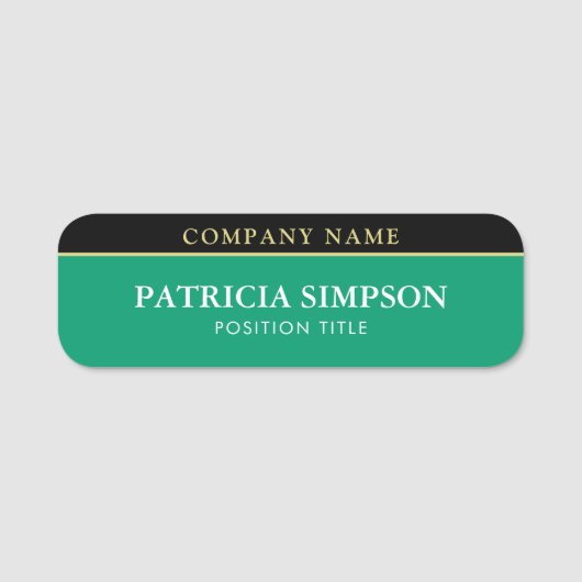 Emerald Green und Black Sharp Kontrast Namensschild (Vorderseite)