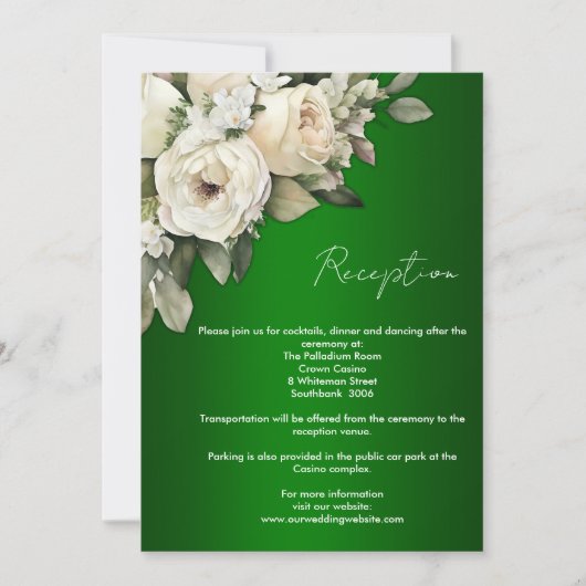 Emerald Green und Boho Rose Hochzeitsempfang Einladung (Vorderseite)