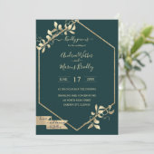 Emerald Green und Champagne Einladung (Stehend Vorderseite)