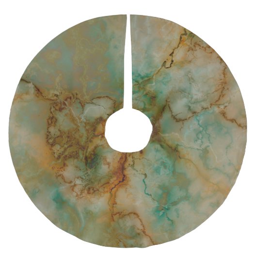 Emerald Green und Copper Gold Marmor Polyester Weihnachtsbaumdecke (Vorderseite)