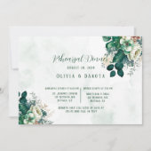 Emerald Green und Cream Florals Probe Dinner Einladung (Vorderseite)