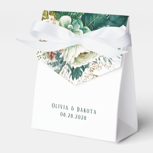 Emerald Green und Cream Florals Wedding Geschenkschachtel (Vorderseite)