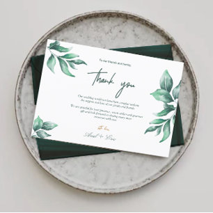 Emerald Green und Eucalyptus Wedding Vielen Dank Postkarte