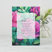 Emerald Green und Fuschia Floral Wedding Einladung (Stehend Vorderseite)