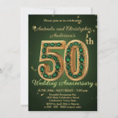 Emerald Green und Gold 50. Hochzeitstag Einladung (Vorderseite)