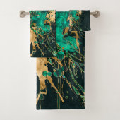 Emerald Green und Gold abstrakt Badhandtuch Set (Insitu)