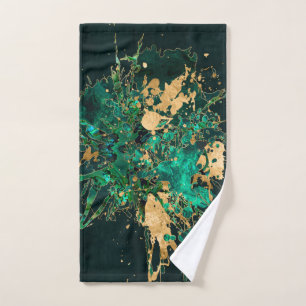 Emerald Green und Gold abstrakt Badhandtuch Set