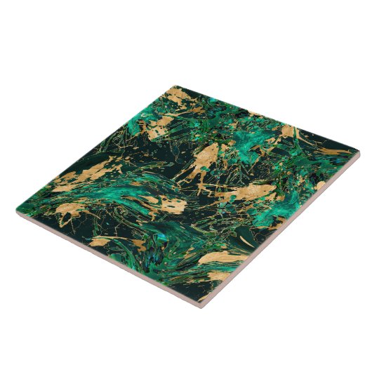 Emerald Green und Gold abstrakt Fliese (Seite)