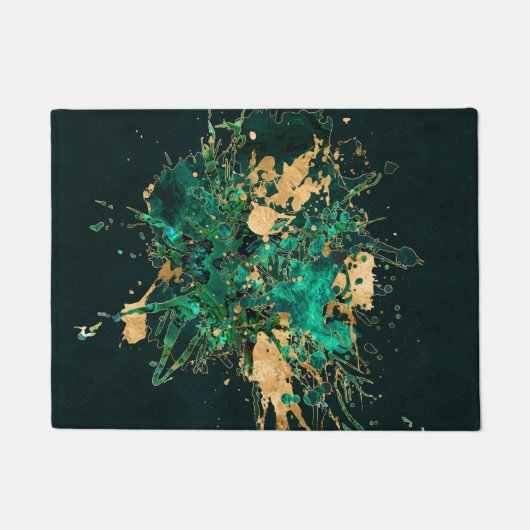 Emerald Green und Gold abstrakt Fußmatte (Vorderseite)